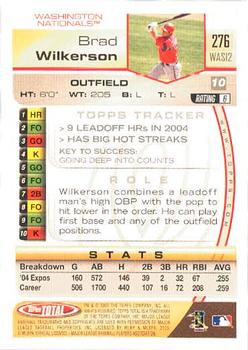 2005 Topps Total #276 Brad Wilkerson Back