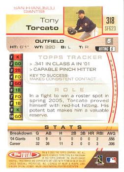 2005 Topps Total #318 Tony Torcato Back