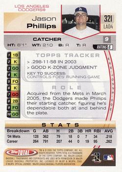 2005 Topps Total #321 Jason Phillips Back