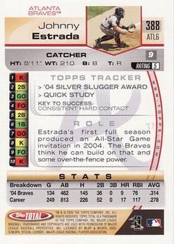 2005 Topps Total #388 Johnny Estrada Back