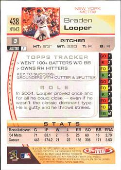 2005 Topps Total #438 Braden Looper Back