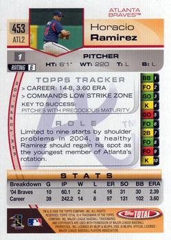 2005 Topps Total #453 Horacio Ramirez Back