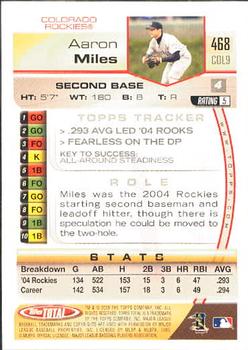 2005 Topps Total #468 Aaron Miles Back