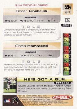 2005 Topps Total #594 Chris Hammond / Scott Linebrink Back