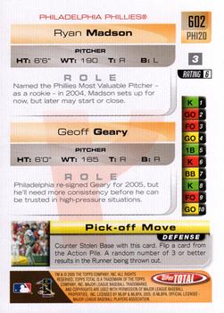 2005 Topps Total #602 Geoff Geary / Ryan Madson Back