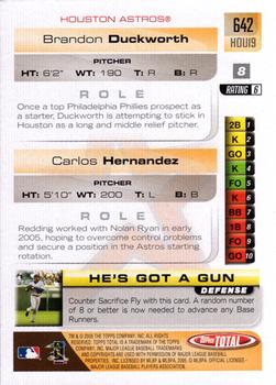 2005 Topps Total #642 Carlos Hernandez / Brandon Duckworth Back