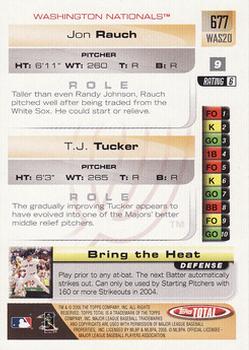 2005 Topps Total #677 Jon Rauch / T.J. Tucker Back
