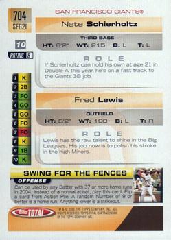 2005 Topps Total #704 Fred Lewis / Nate Schierholtz Back