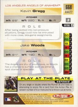 2005 Topps Total #668 Jake Woods / Kevin Gregg Back