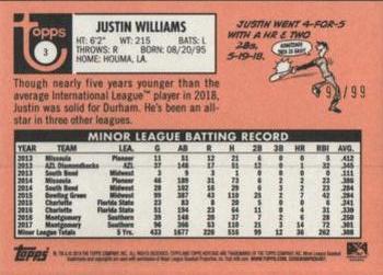 2018 Topps Heritage Minor League - Blue #3 Justin Williams Back