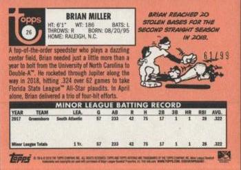 2018 Topps Heritage Minor League - Blue #26 Brian Miller Back