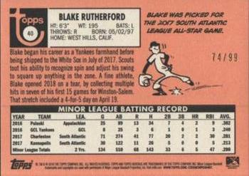 2018 Topps Heritage Minor League - Blue #40 Blake Rutherford Back