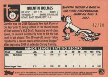 2018 Topps Heritage Minor League - Blue #84 Quentin Holmes Back