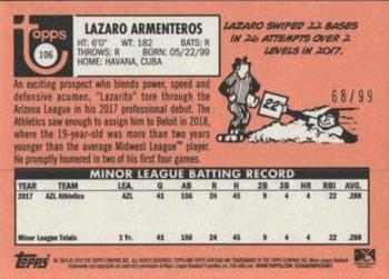 2018 Topps Heritage Minor League - Blue #106 Lazaro Armenteros Back
