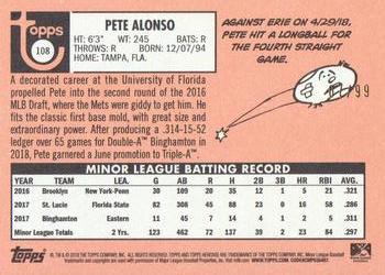 2018 Topps Heritage Minor League - Blue #108 Pete Alonso Back