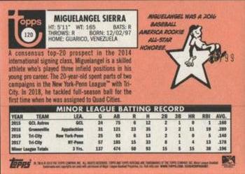 2018 Topps Heritage Minor League - Blue #120 Miguelangel Sierra Back