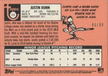 2018 Topps Heritage Minor League - Blue #121 Justin Dunn Back