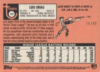 2018 Topps Heritage Minor League - Blue #160 Luis Urias Back
