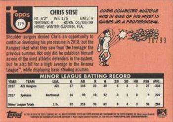 2018 Topps Heritage Minor League - Blue #179 Chris Seise Back