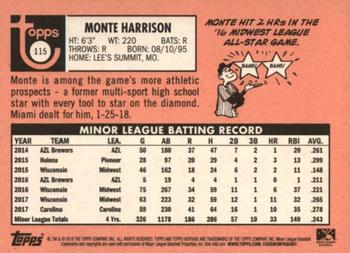 2018 Topps Heritage Minor League - Glossy #115 Monte Harrison Back