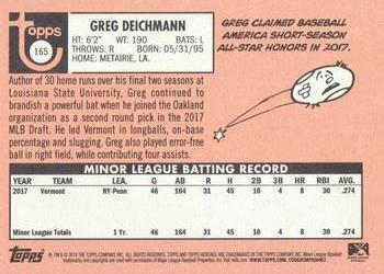 2018 Topps Heritage Minor League - Glossy #165 Greg Deichmann Back
