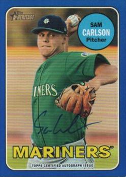 2018 Topps Heritage Minor League - Real One Autographs Blue #ROA-SC Sam Carlson Front