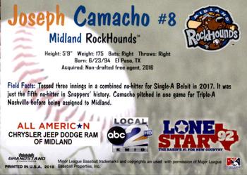 2018 Grandstand Midland RockHounds #6 Joseph Camacho Back