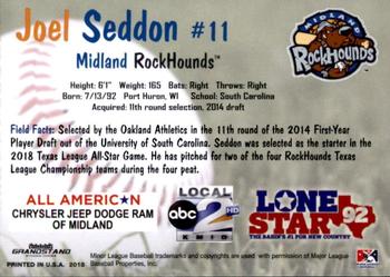 2018 Grandstand Midland RockHounds #20 Joel Seddon Back