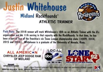 2018 Grandstand Midland RockHounds #28 Justin Whitehouse Back