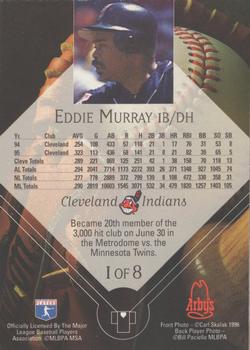 1996 Arby's Cleveland Indians 1995 Tribe Milestones #1 Eddie Murray Back
