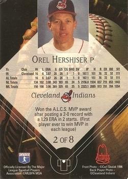 1996 Arby's Cleveland Indians 1995 Tribe Milestones #2 Orel Hershiser Back