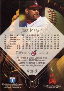 1996 Arby's Cleveland Indians 1995 Tribe Milestones #4 Jose Mesa Back