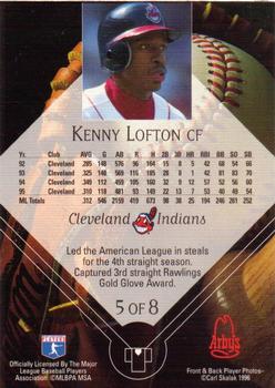 1996 Arby's Cleveland Indians 1995 Tribe Milestones #5 Kenny Lofton Back