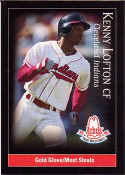 1996 Arby's Cleveland Indians 1995 Tribe Milestones #5 Kenny Lofton Front
