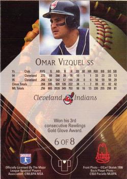 1996 Arby's Cleveland Indians 1995 Tribe Milestones #6 Omar Vizquel Back