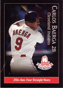 1996 Arby's Cleveland Indians 1995 Tribe Milestones #8 Carlos Baerga Front