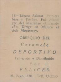 1945-46 Caramelo Deportivo Cuban League #18 Lazaro Salazar Back