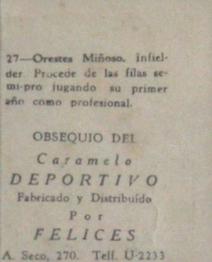 1945-46 Caramelo Deportivo Cuban League #27 Orestes Minoso Back