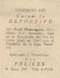 1945-46 Caramelo Deportivo Cuban League #36 Rene Monteagudo Back