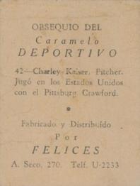 1945-46 Caramelo Deportivo Cuban League #42 Charley Kaiser Back