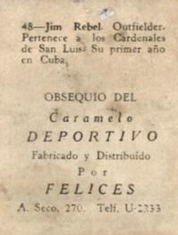 1945-46 Caramelo Deportivo Cuban League #48 Jim Rebel Back