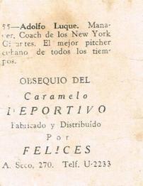 1945-46 Caramelo Deportivo Cuban League #55 Adolfo Luque Back