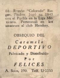 1945-46 Caramelo Deportivo Cuban League #68 Ramon Roger Back