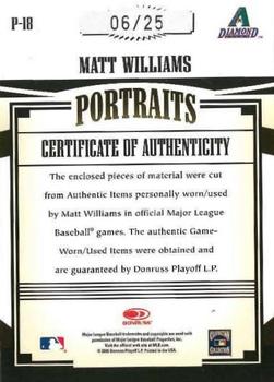 2005 Donruss Prime Patches - Portraits Autograph Quad Swatch Prime #P-18 Matt Williams Back