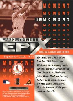 1998 Pinnacle - Epix Orange #E18 Mark McGwire Back