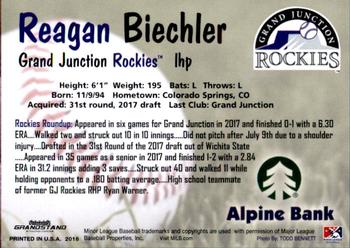2018 Grandstand Grand Junction Rockies #NNO Reagan Biechler Back