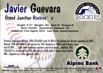 2018 Grandstand Grand Junction Rockies #NNO Javier Guevara Back