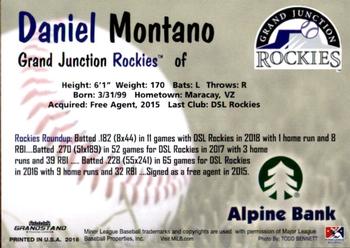 2018 Grandstand Grand Junction Rockies #NNO Daniel Montano Back