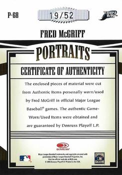 2005 Donruss Prime Patches - Portraits Double Swatch #P-68 Fred McGriff Back