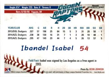 2016 Grandstand Ogden Raptors #NNO Ibandel Isabel Back